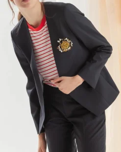 Chloé Stora Vestes, Blousons|Veste en Laine mélangée Vezuve bleu marine