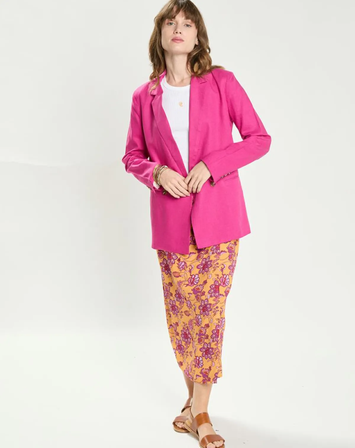 La Petite Etoile Vestes, Blousons|Veste en Lin & Coton Vivano fushia