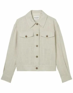 Marc O'Polo Vestes, Blousons|Veste en Lin mélangé Cropped gris clair