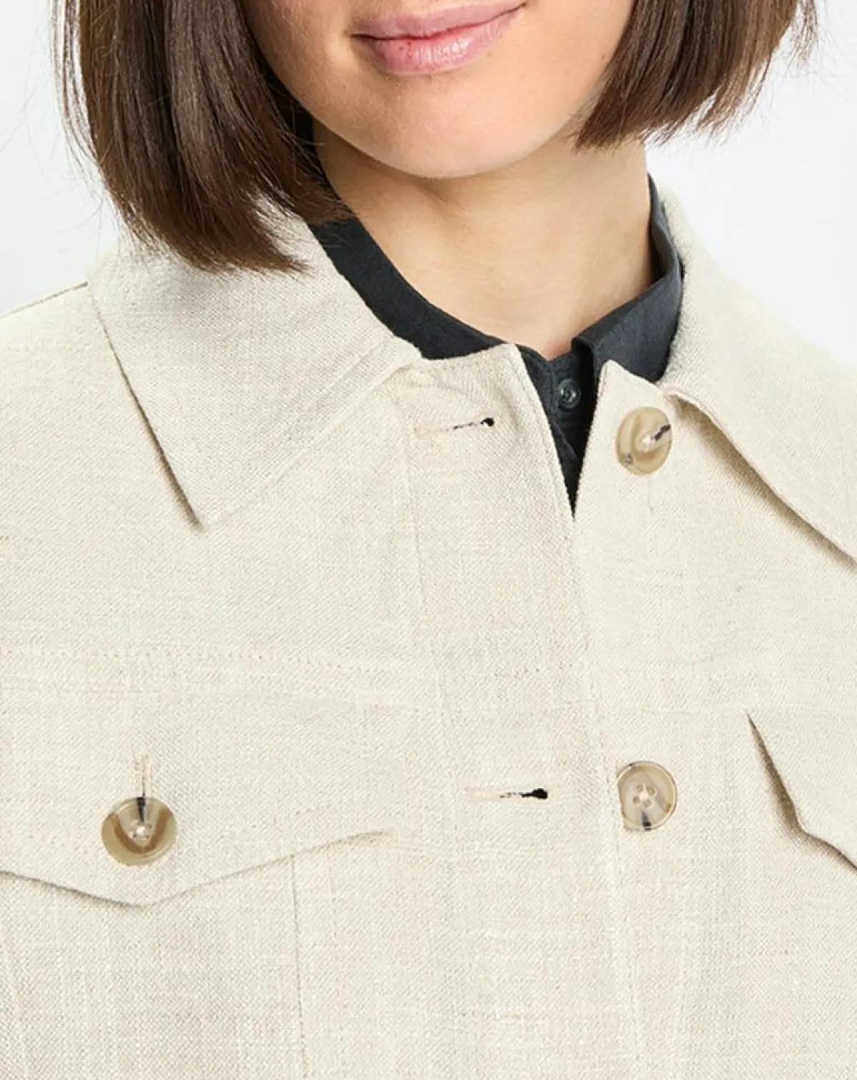 Marc O'Polo Vestes, Blousons|Veste en Lin mélangé Cropped gris clair