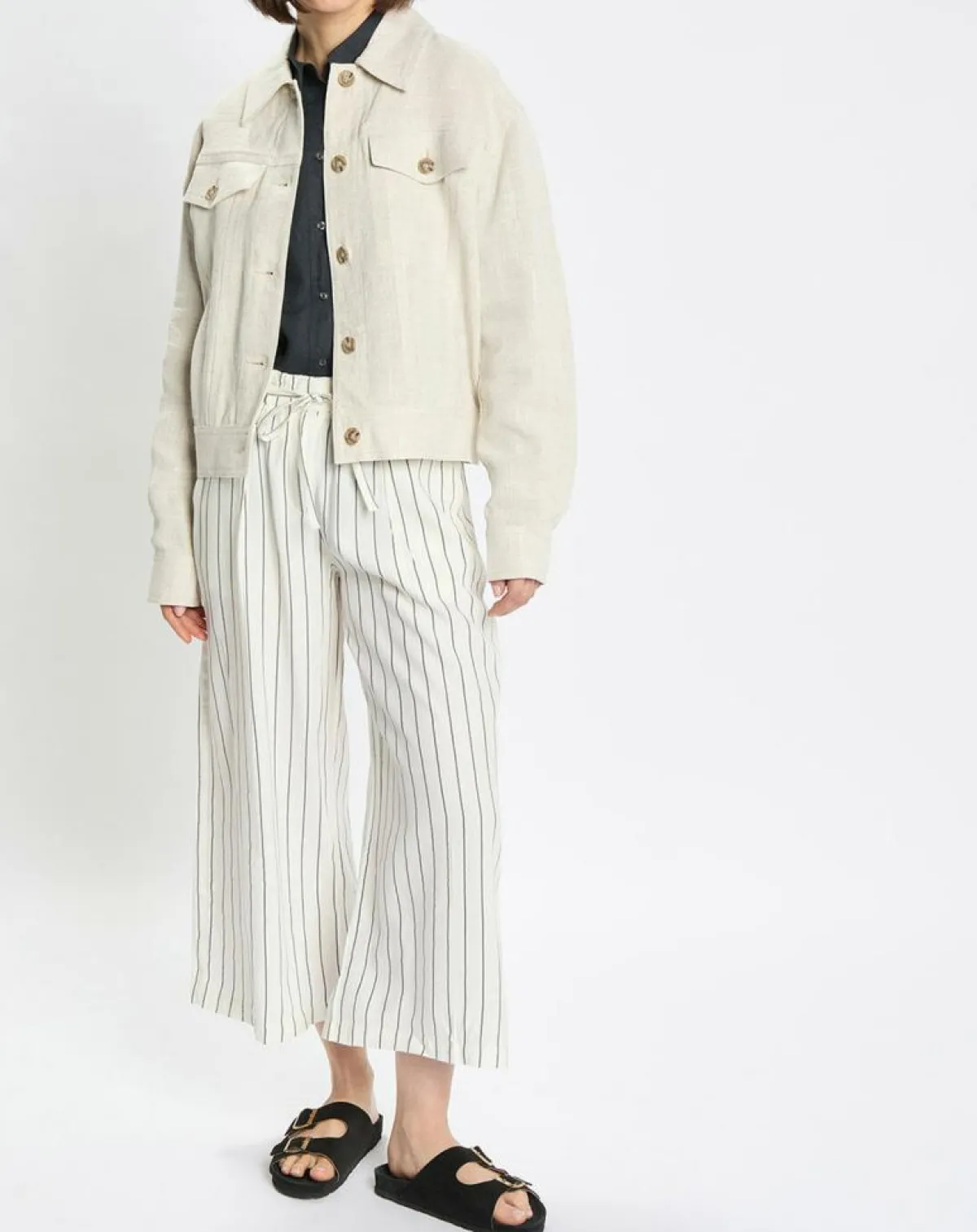 Marc O'Polo Vestes, Blousons|Veste en Lin mélangé Cropped gris clair