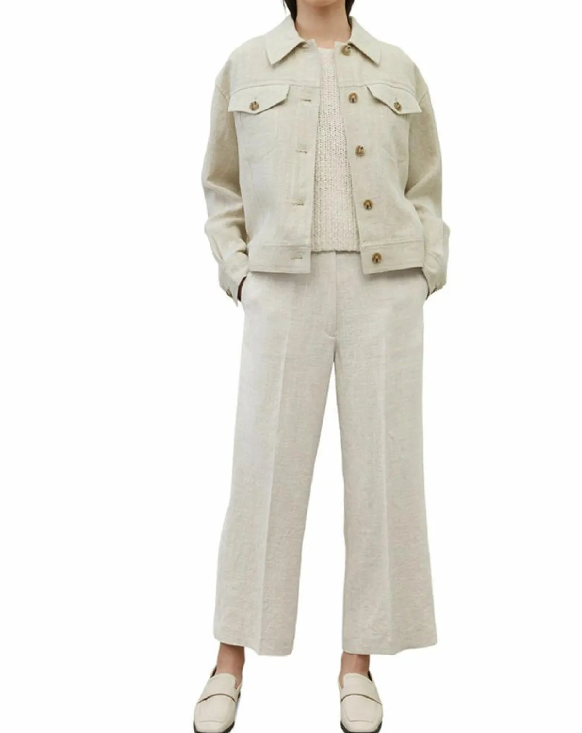 Marc O'Polo Vestes, Blousons|Veste en Lin mélangé Cropped gris clair