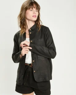 La Petite Etoile Vestes, Blousons|Veste en Lin mélangé Fauline noire