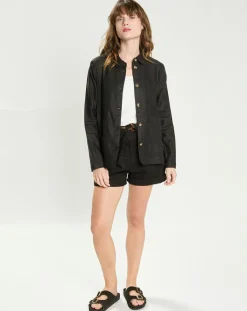 La Petite Etoile Vestes, Blousons|Veste en Lin mélangé Fauline noire