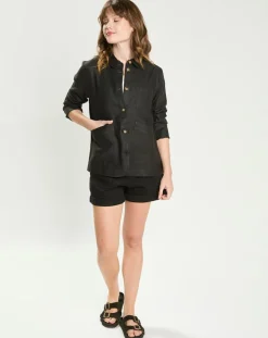 La Petite Etoile Vestes, Blousons|Veste en Lin mélangé Fauline noire