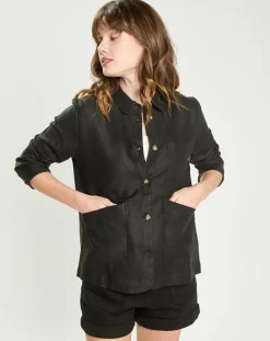 La Petite Etoile Vestes, Blousons|Veste en Lin mélangé Fauline noire