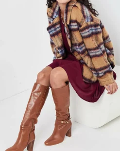 See u Soon Vestes, Blousons|Veste fourrée en Laine mélangée Vitelotte beige foncé/multicolore