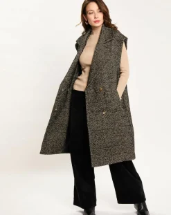 Lauren Vidal Vestes, Blousons|Veste longue sans manches en Laine mélangée Elsa noire