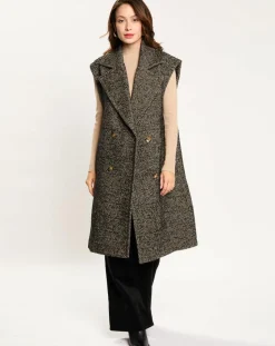 Lauren Vidal Vestes, Blousons|Veste longue sans manches en Laine mélangée Elsa noire