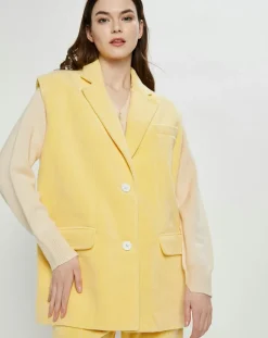 Nina ricci Vestes, Blousons|Veste sans manches en éponge Terry Cloth jaune