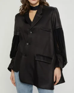 Comme des Garçons Vestes, Blousons|Veste satinée bimatière noire