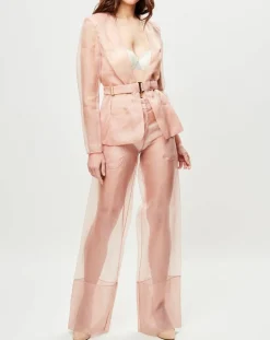 La Perla Vestes, Blousons|Veste transparente à épaulettes Esprit d'Atelier en Soie rose